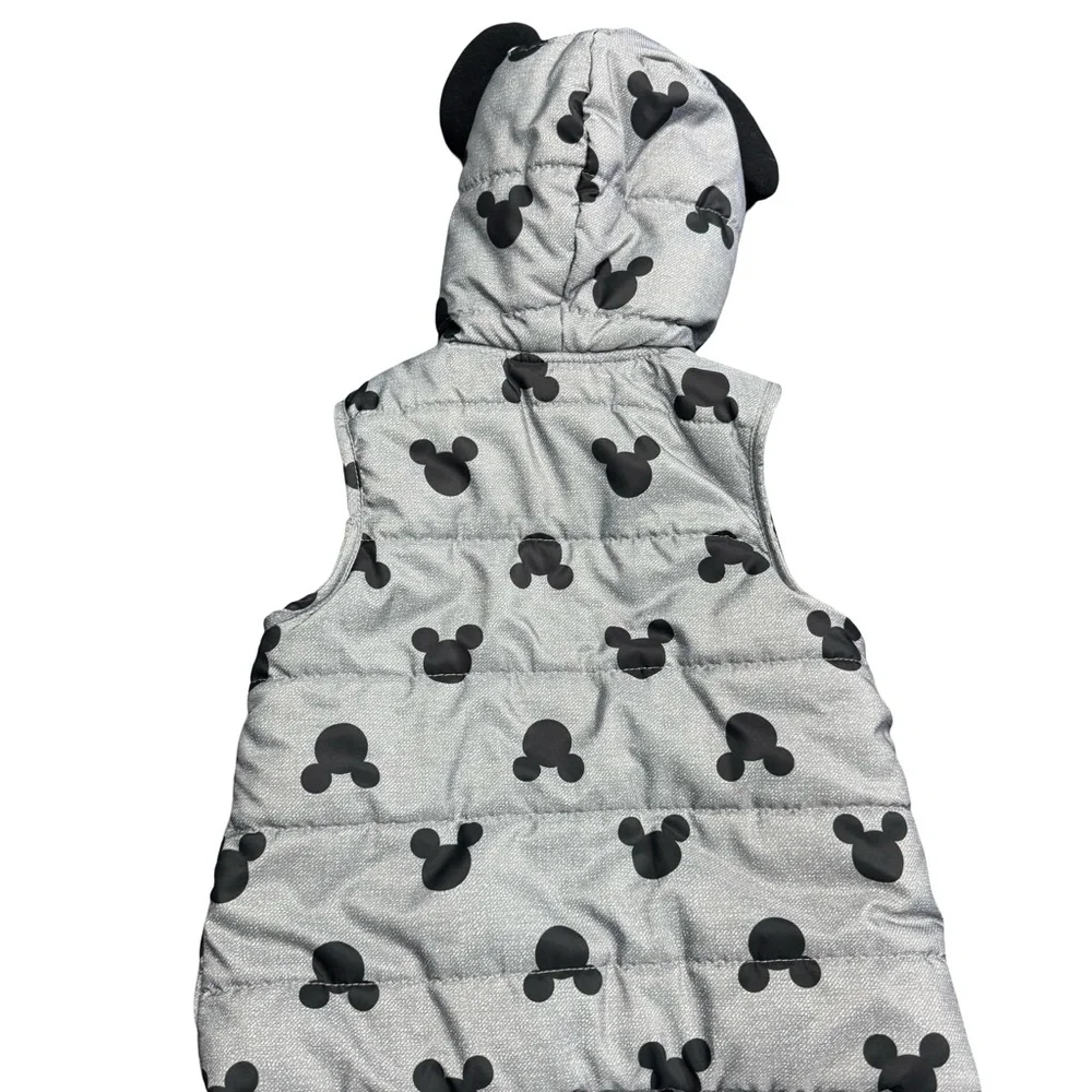 Disney Mickey Mouse Puffer Vest Toddler 2T Gray Black Kids Outerwear